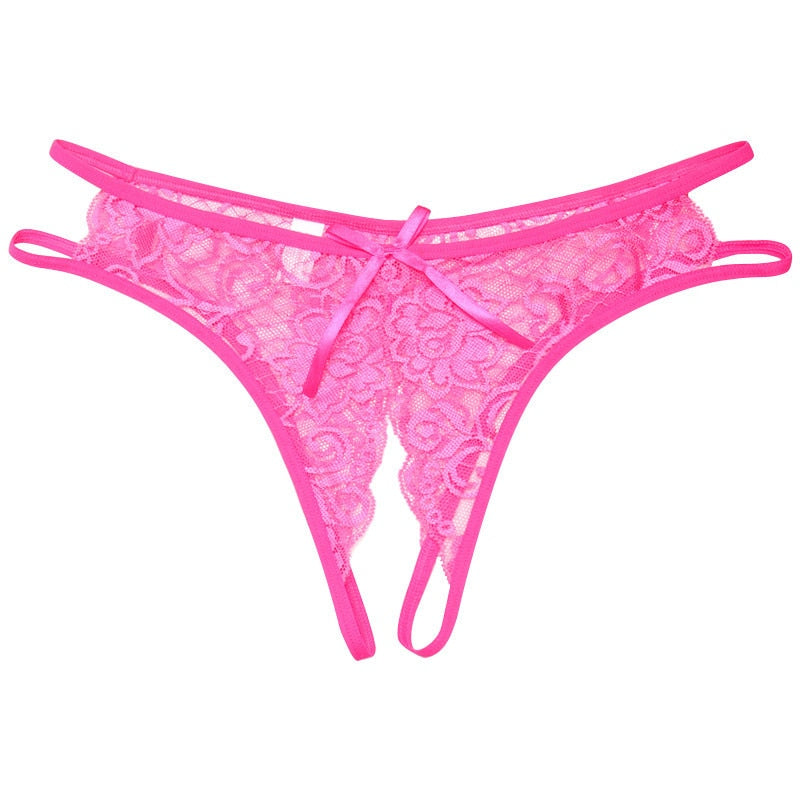 Transparent Women Panties Female Lace Underwear Open Crotch Thongs Sexy Lingerie Erotic Panty Hot G-String Cute Bow