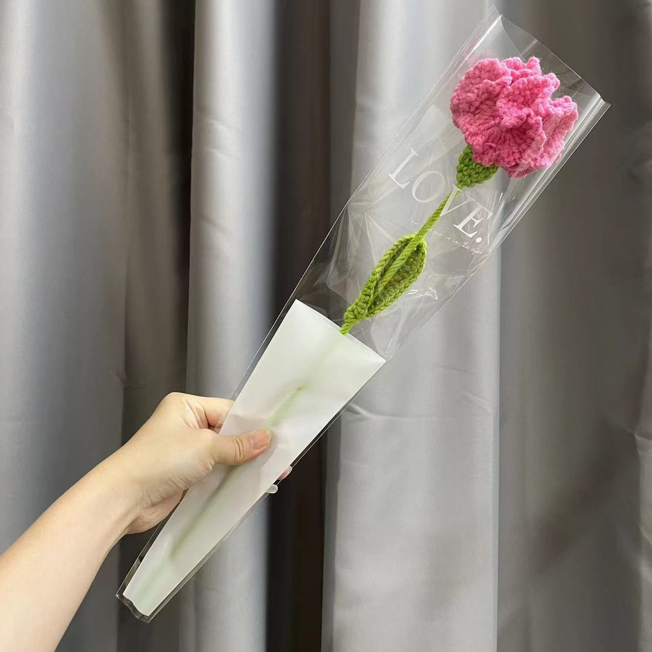 Knitting Flower Rose Carnation Fake Flowers Bouquet Decoration Hand-woven Home Table Decorate Creative Fake Flower Gifts