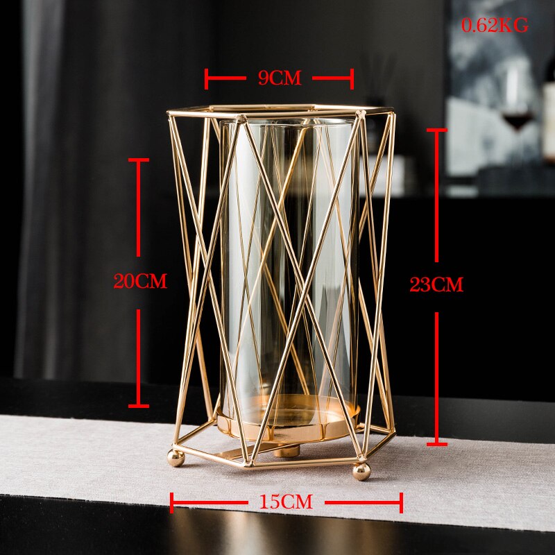 European Metal Crystal Candle Lantern Gold Candle Holders Wedding Center Table Candlesticks Parties Home Decor