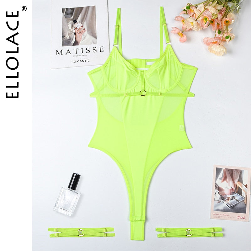 Sensual Lace Bodysuit Women Transparent Sexy Lingerie See Through Black Tights Fitness Sissy Crotchless Erotic Body