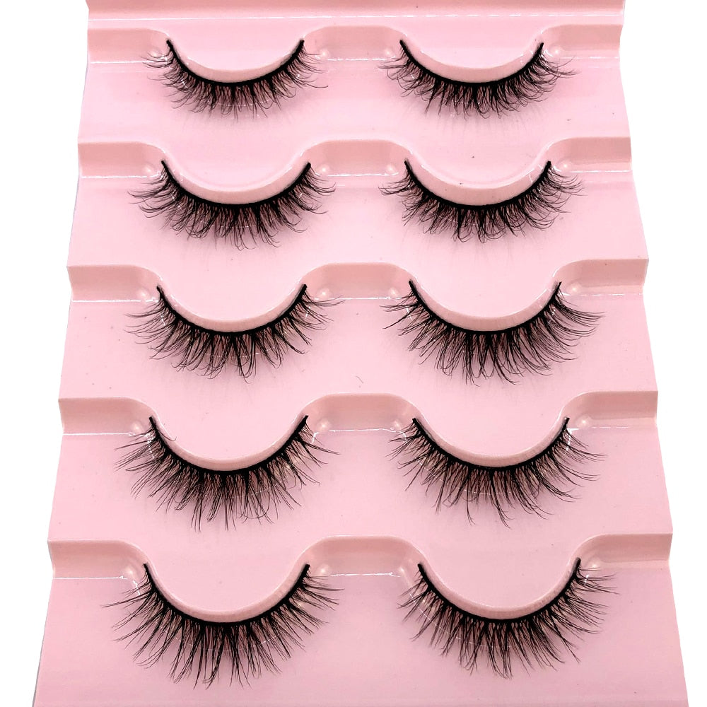 5 pairs natural fluffy 3D mink false eyelashes fake lashes Mink Lashes extension eye lashes short eyelashes