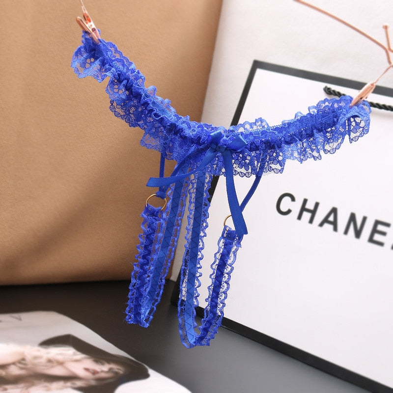 Women Erotic Open Crotch Panties Ladies Sexy Lace Underwear Female Transparent Invisible Lingerie Elastic Waist G-String Thong