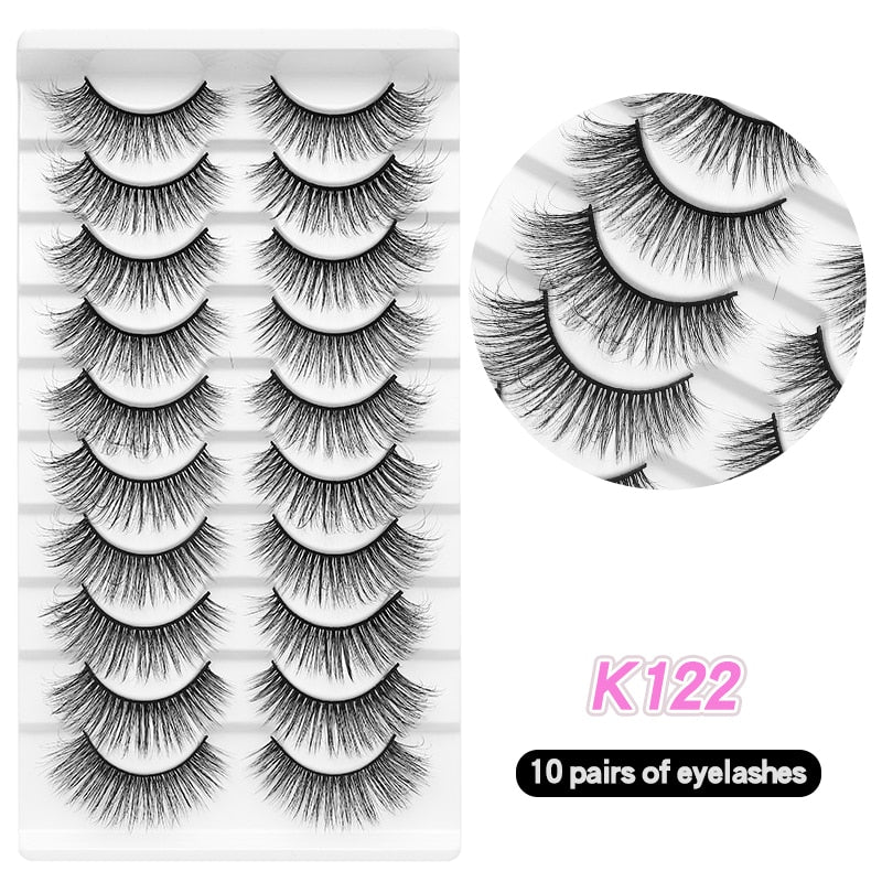 10Pairs Eyelashes Natural Long False Eyelashes Bulk Extension Individual Mink Lashes
