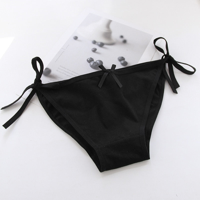 Women Panties Cotton Lace Sexy Girls Underwear Bow Perspective Underpants Breathable Briefs