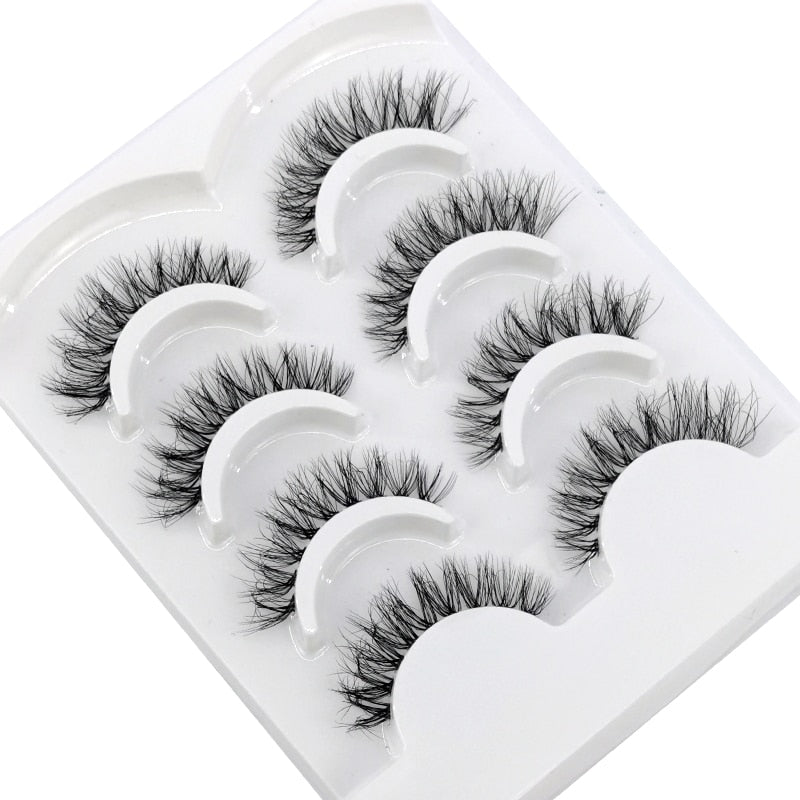 4 pairs 3D mink lashes natural long invisible thin band fake lashes curl transparent soft eyelashes
