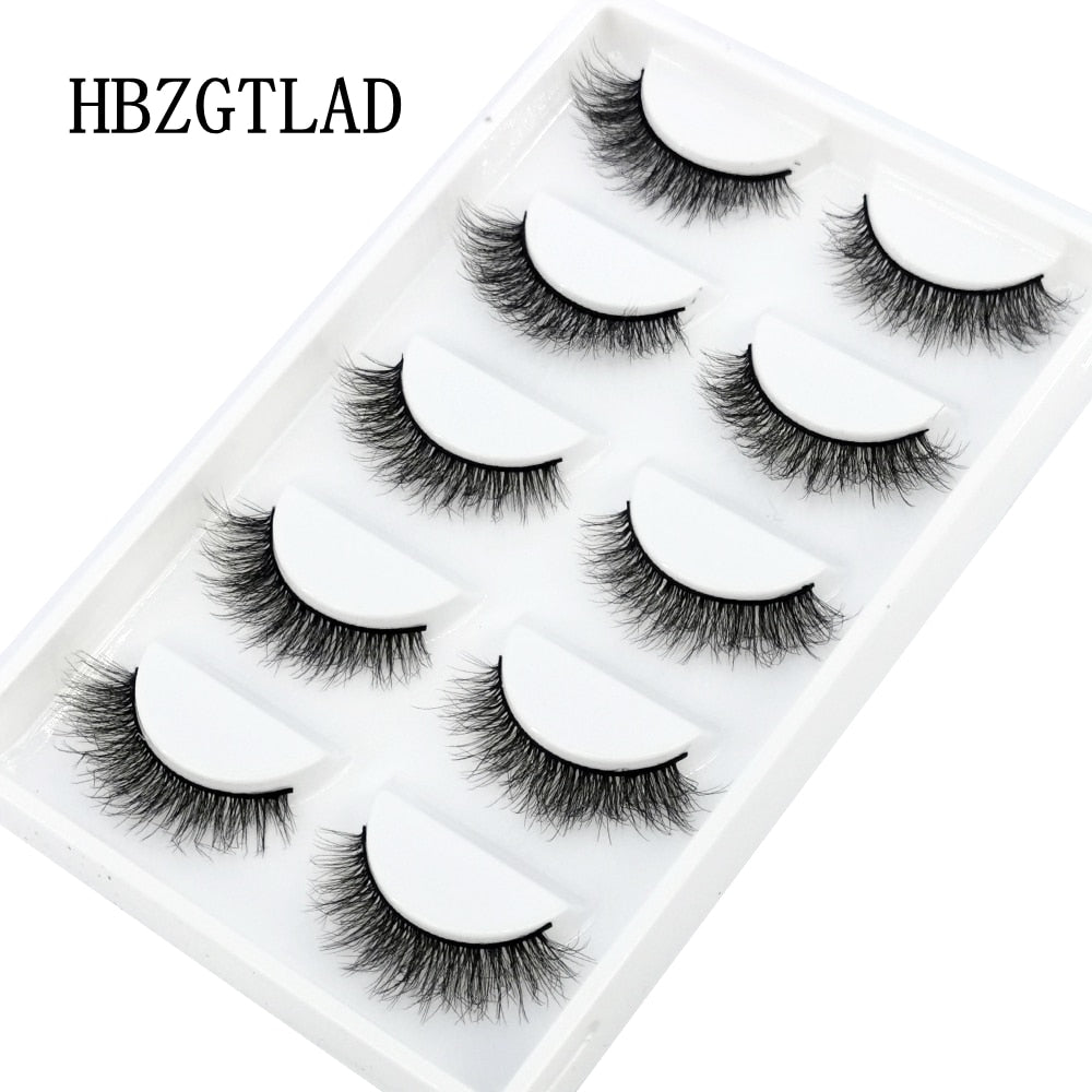 5 Pairs Handmade 3d mink lashes short False Eyelashes Dense Natural Long Messy Eye Lashes Reusable Stage False Eyelashes