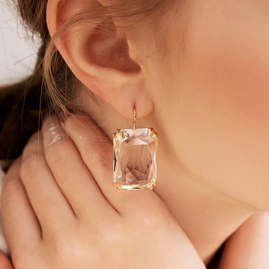 Transparent Resin Pendant Hanging Earring Bohemia Trendy Geometric Square Acrylic Drop Dangle Earrings Jewelry