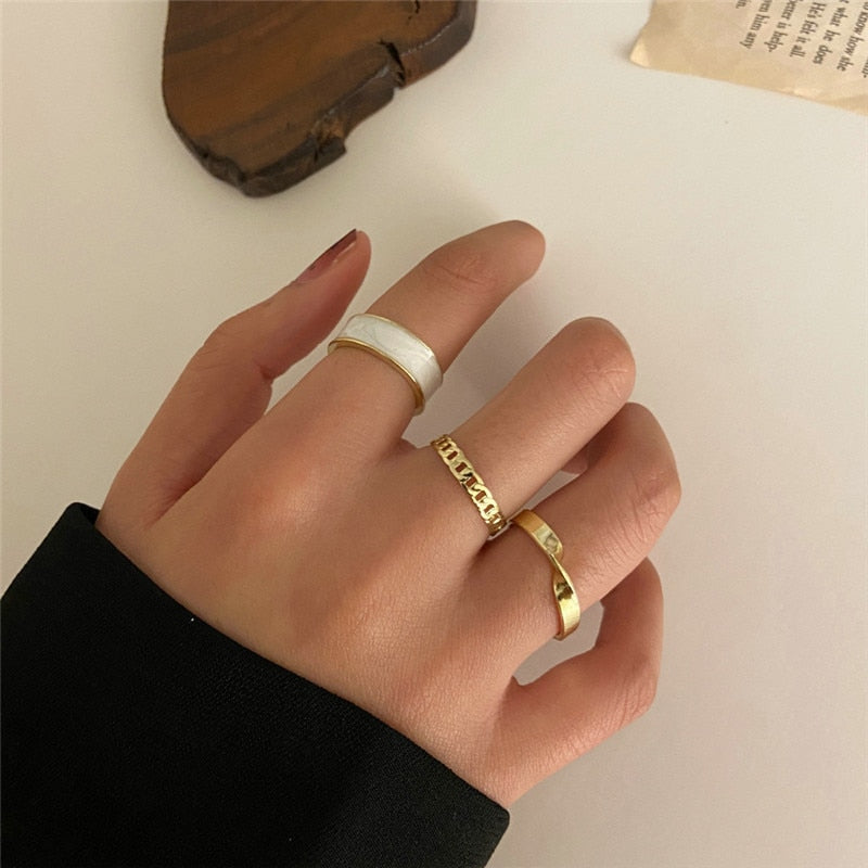 Vintage Bohemian Butterfly Gold Color Ring Sets Zircon Flower Leaf Open Rings for Women Simple Knuckle Accessories