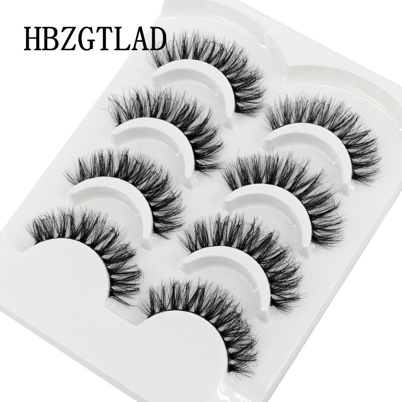4/7 Pairs 3D Mink Lashes Natural Long Full Strip Lashes Transparent Short Mink EyeLashes Style False Eyelashes