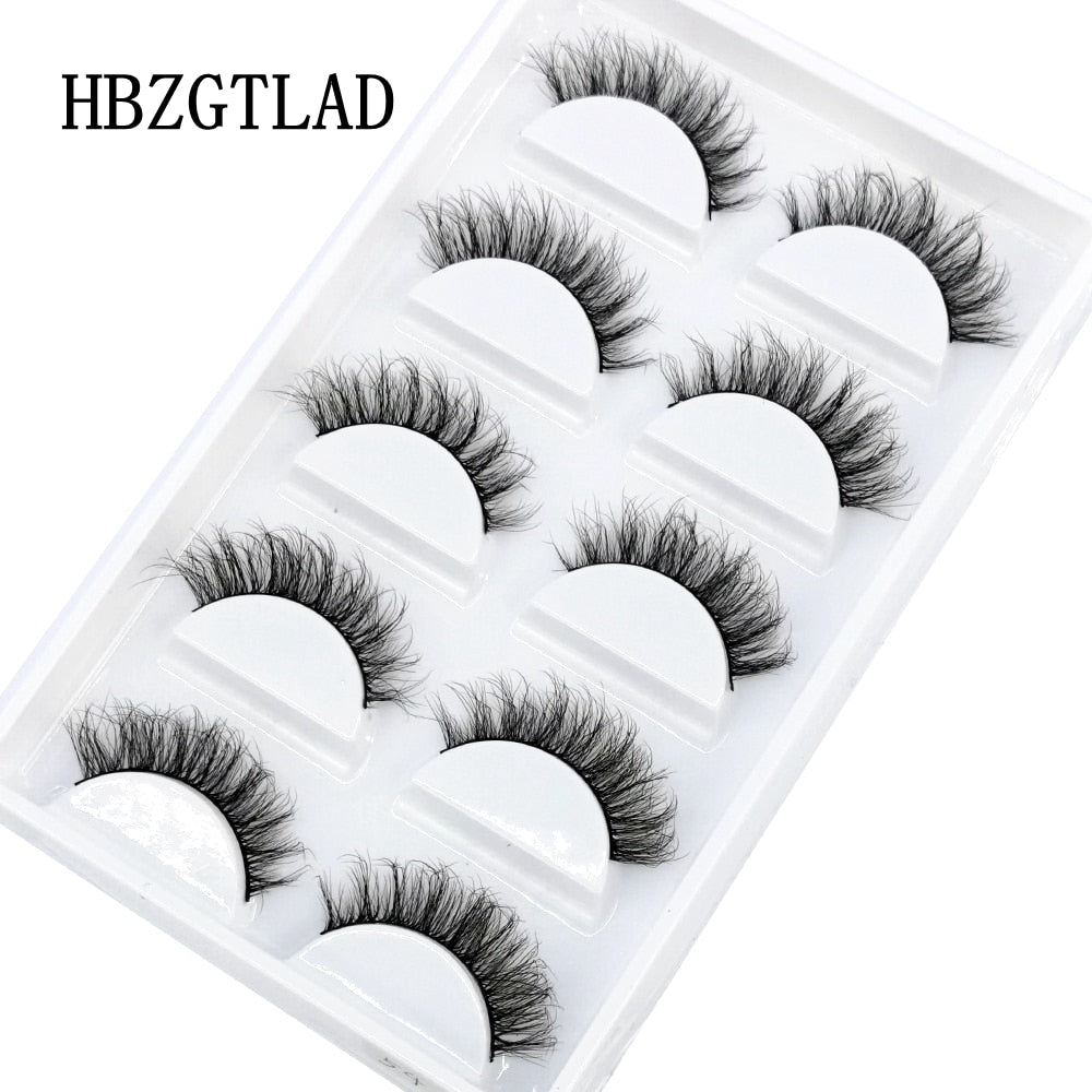 5 Pairs Handmade 3d mink lashes short False Eyelashes Dense Natural Long Messy Eye Lashes Reusable Stage False Eyelashes