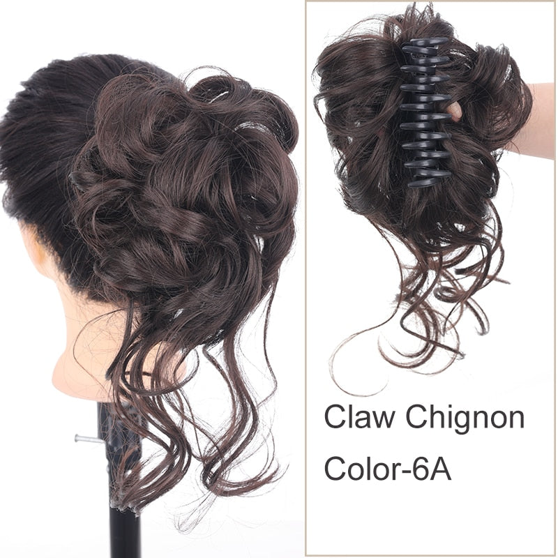 Synthetic Messy Chignon Scrunchies Natural Curly Hair Bun Pieces Fake False Hairpieces For Women Ponytail Extensions