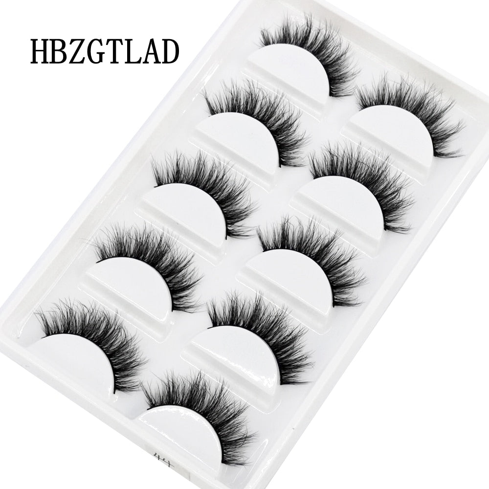 5 Pairs Handmade 3d mink lashes short False Eyelashes Dense Natural Long Messy Eye Lashes Reusable Stage False Eyelashes