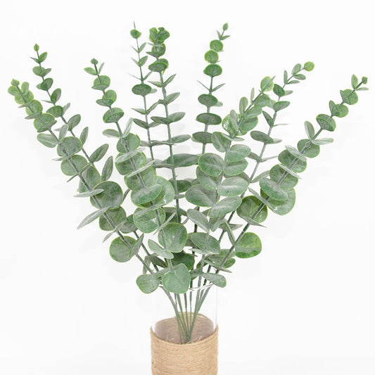 6/12/18pcs Artificial Eucalyptus Leaves Fake Plant Green Branch For Wedding Party Home Garden Decoration Wreath Flower