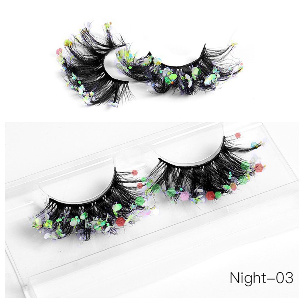 1Pair Colored Lashes Natural Long Butterfly Eyelashes Handmade Full Strip Faux Mink Lashes With Butterflies Luminous Eyelash