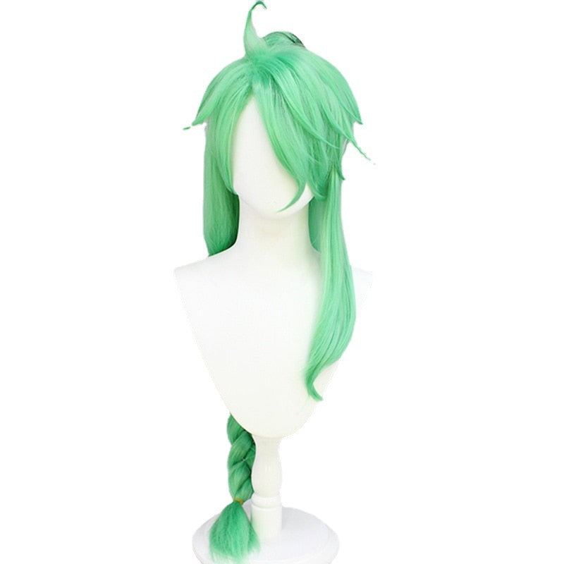 Baizhu Wig Genshin Impact Cosplay Halloween Green Long Curly Braid Heat Resistant Heat Resistant Synthetic Party Wig + Wig Cap