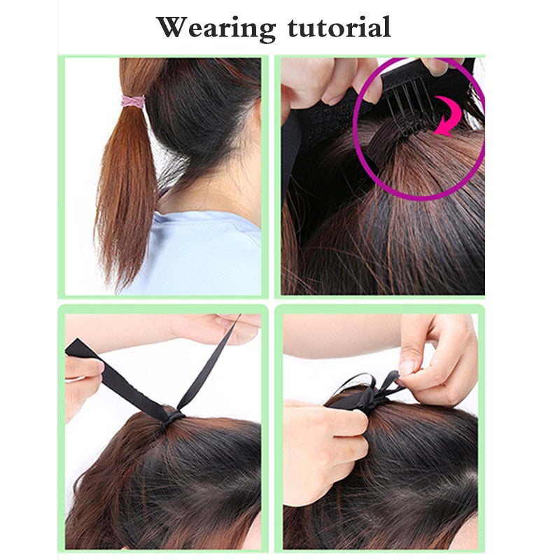 Concubine Synthetic Strappy Ponytail Hair Extensions False Tail Natural Hair Clip Horse tail Curly Organic For Women Wig