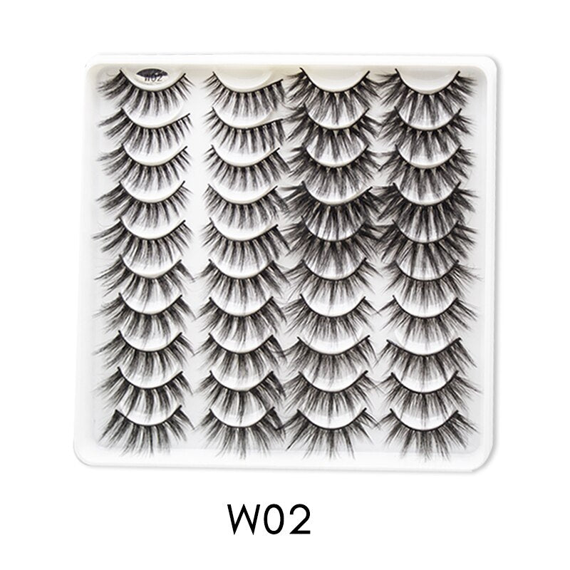 20 Pairs Mink Fluffy Lashes Eyelash Extension Natural False Eyelashes Dramatic Volume Lashes Reusable Lashes