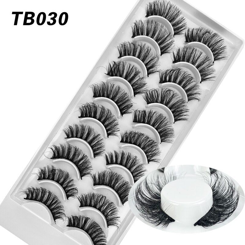 10 Pairs Natural 3d Faux Mink False Eyelashes Dense Curls Slim Short Lashes Cosplay Dramatic Eyelashes