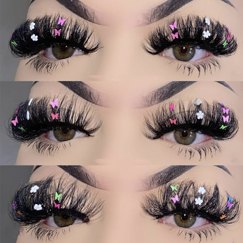 Colored Diamond Glitter 8D False Eyelashes Color Sequin Fuax Mink Lashes Natural Long Stage Colorful Rainbow eyelashes
