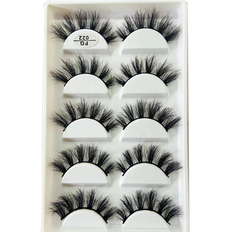 5 Pairs Handmade 3d mink lashes short False Eyelashes Dense Natural Long Messy Eye Lashes Reusable Stage False Eyelashes