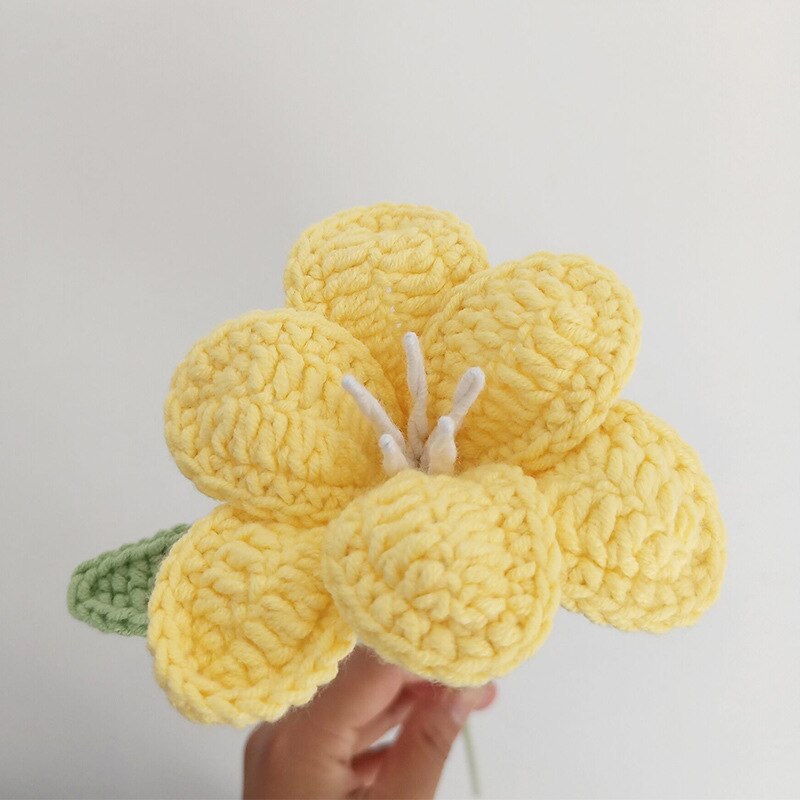 Finished Hand-Knitted Tulips Bouquet Handmade Crochet Fake Flowers for Home Decorate Handmade