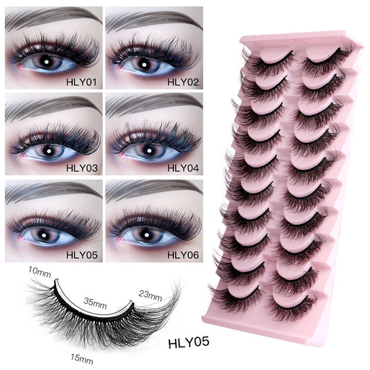 Cat Eye Lashes 10 Pairs Fluffy Faux Mink Lashes Messy Foxy Natural Fake Eyelashes Faux Cils