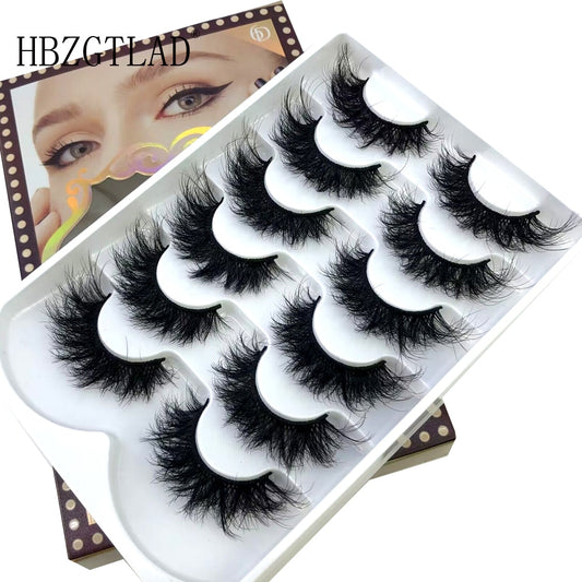 6 Pairs 23mm 3D Mink Lashes Bulk Russian Volume Fluffy Natural False Eyelashes Thick Dramatic Mink Eyelashes