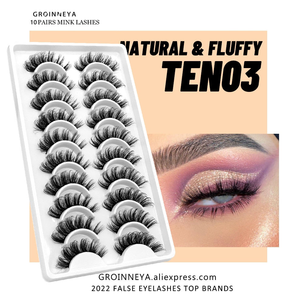 5/7/10 pairs False Eyelashes Mink Lashes Faux Fluffy Lash Soft Full Thick Wispy Eye Lashes