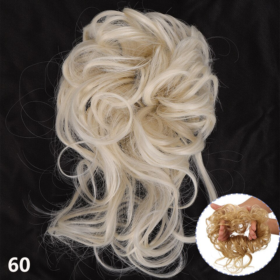 Synthetic Hair Bun Messy Scrunchies Hairpiece Accessories Claw Clip Chignon Curly Fake Hair Elastic Hair Band for Women