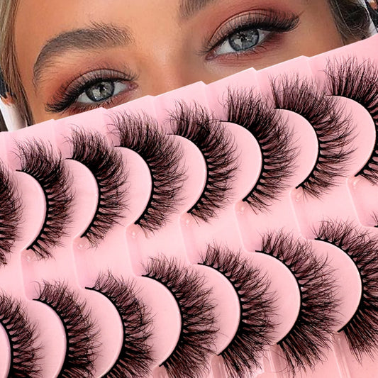 10 pairs 3d faux mink false eyelashes natural long messy fake eyelashes crisscross lashes extension fluffy eye lashes