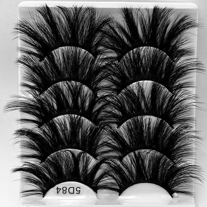 5 Pairs Mink Hair Lashes 25mm 5D Fluffy Soft Fals Eyelashes Natural Long Thick Eyelash extension Reusable Fake Lash
