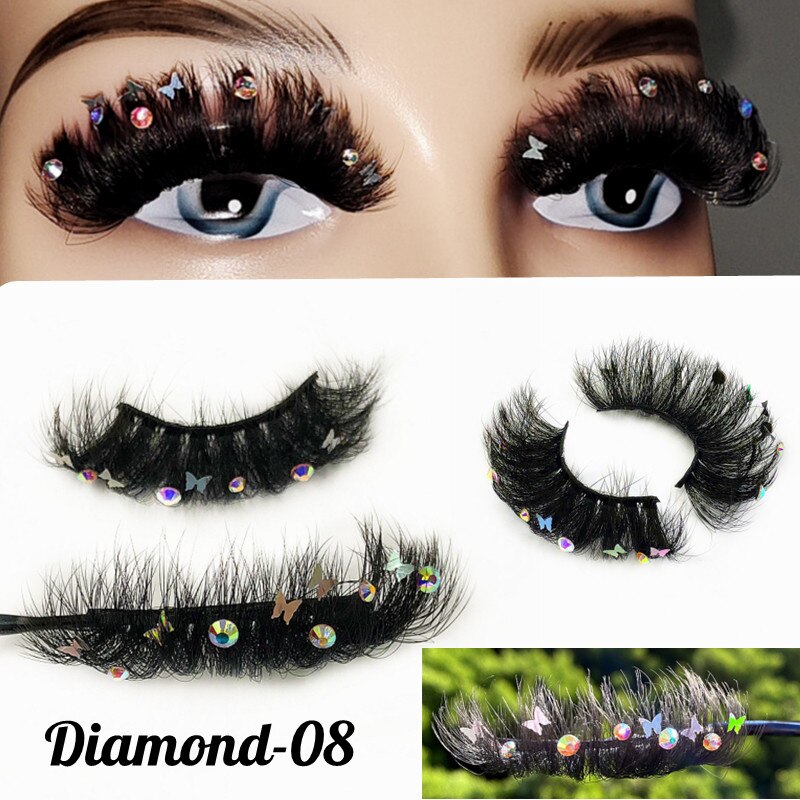 Colored Diamond Glitter 8D False Eyelashes Color Sequin Fuax Mink Lashes Natural Long Stage Colorful Rainbow eyelashes