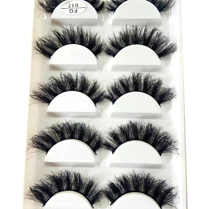 5 Pairs Handmade 3d mink lashes short False Eyelashes Dense Natural Long Messy Eye Lashes Reusable Stage False Eyelashes