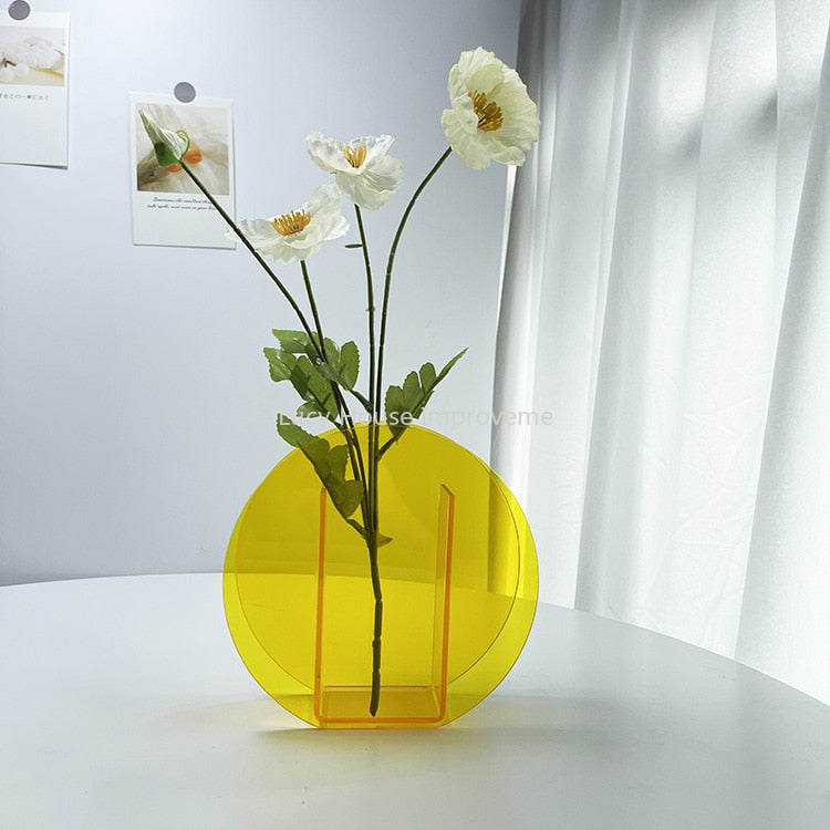 Rainbow Color Acrylic Vases Floral Container Decorative Home Office Decoration