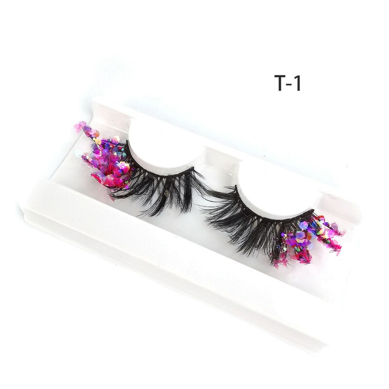 3D Diamond Shiny Fluffy Handmade Faux Mink Dramatic Decoration Eye Dress up EyeLashes Set False Eyelashes Colored Lashes
