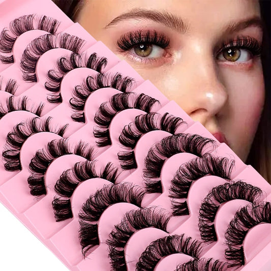 Natural Cluster Lashes Extensions Wispy False Eyelashes Fake Lashes 3D Strips Eyelash Extensions DIY Lashes 10 Pairs