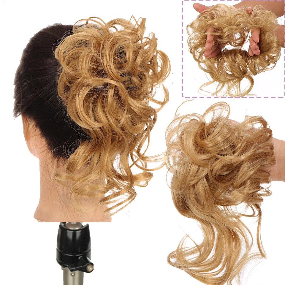 Synthetic Hair Bun Messy Scrunchies Hairpiece Accessories Claw Clip Chignon Curly Fake Hair Elastic Hair Band for Women