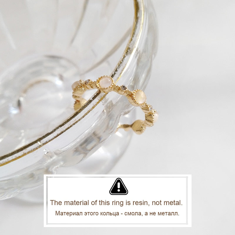 Luxury Gold Color Pearl Zircon Rings Vintage Sexy Open Joint Elegant