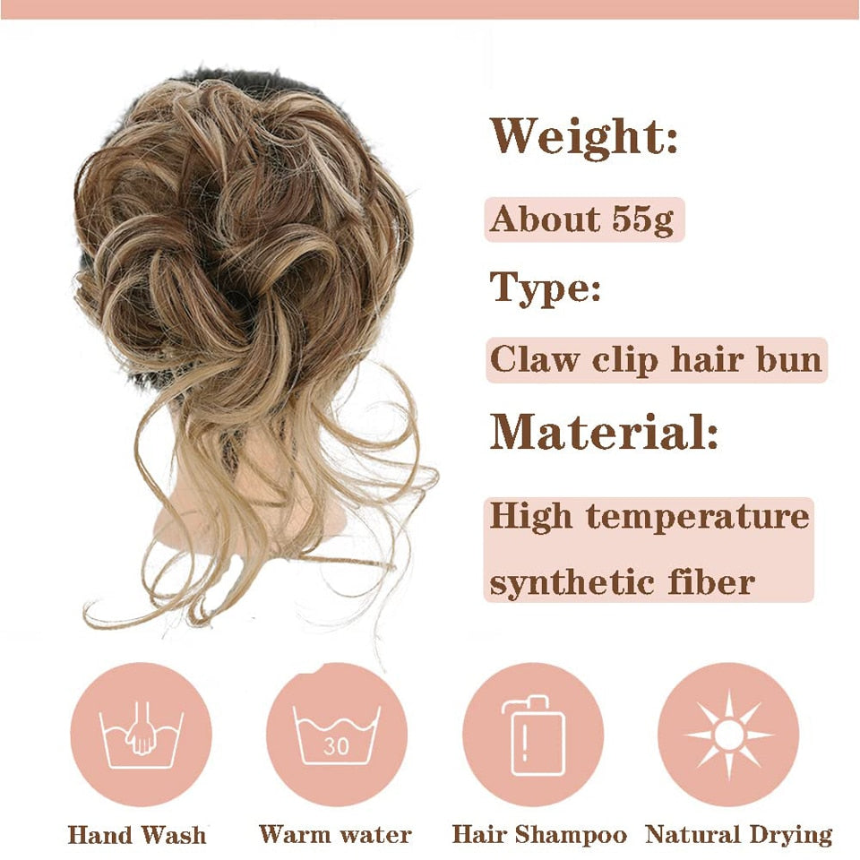 Synthetic Claw Chignon Clip in Hair Bun Messy Curly Hair Hairpieces Natural Wavy Curly Combs add Hair Volume for Women