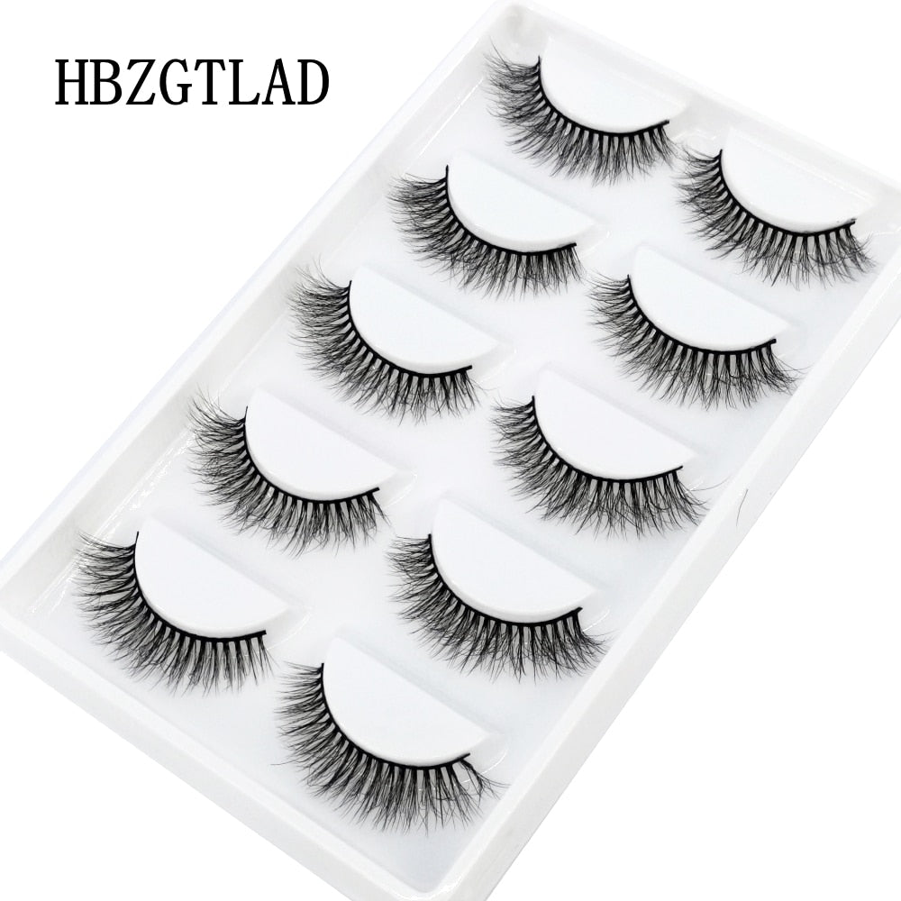 5 Pairs Handmade 3d mink lashes short False Eyelashes Dense Natural Long Messy Eye Lashes Reusable Stage False Eyelashes