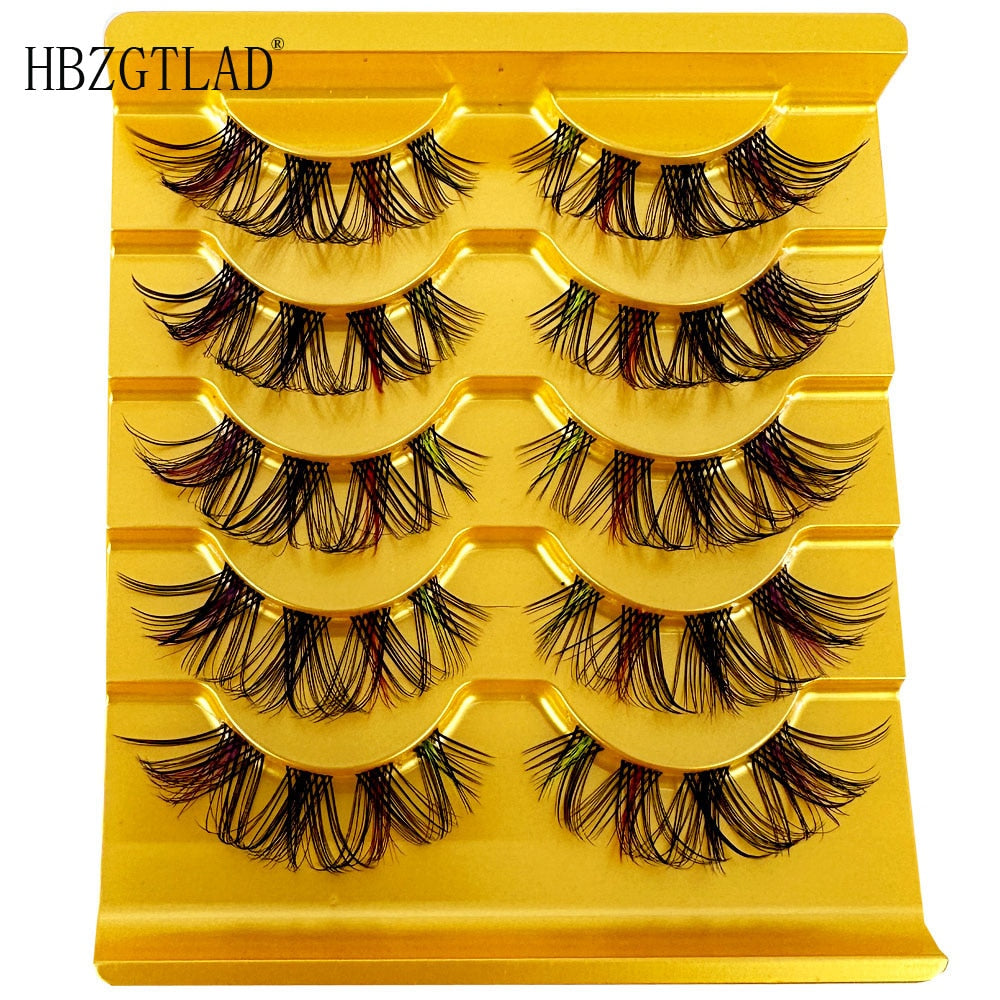 Colored Lashes Manga Lashes 3D Clear Band Lashes Natural Look Wispy Mink Eyelashes Fluffy Cat Eye Lashes individual Eyelashes