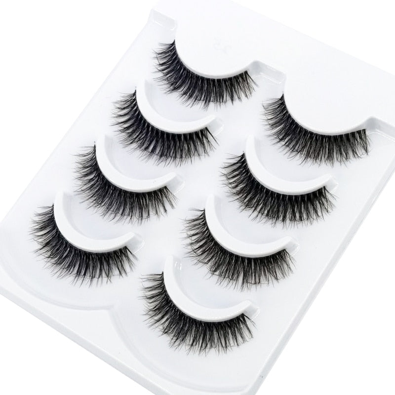 4 pairs 3D mink lashes natural long invisible thin band fake lashes curl transparent soft eyelashes