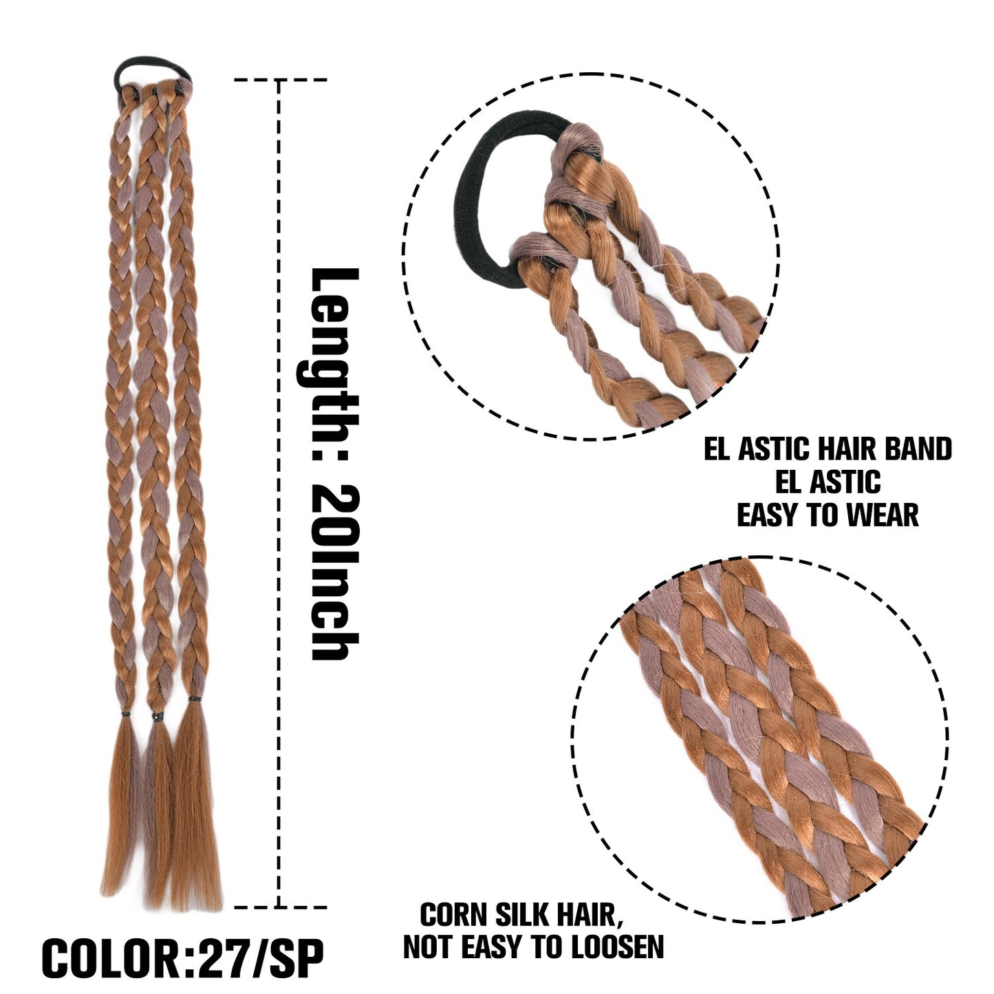 Synthetic Heat Resistant Braided Fishtail Fishbone Drawstring Ponytail Hairpiece Blonde Hair Extensions For Woman