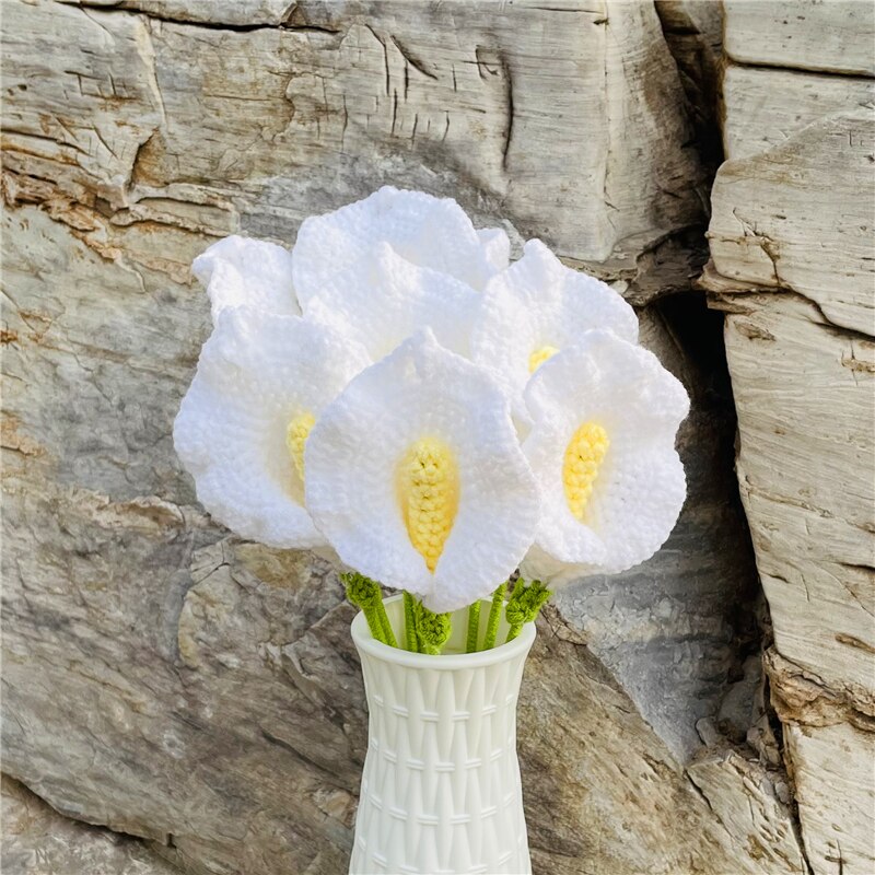 Finished 10pcs Hand-knitted Handmade Yarn Crochet Sunflower Bouquet Decorative Artificial Daisy Flowers Home Decoration