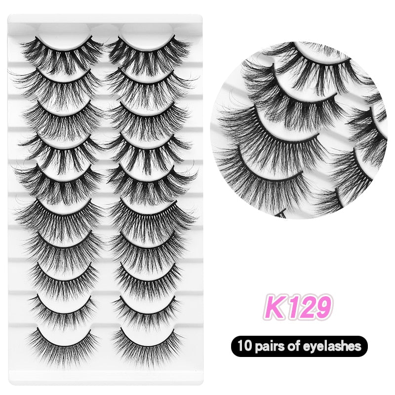 10Pairs Eyelashes Natural Long False Eyelashes Bulk Extension Individual Mink Lashes