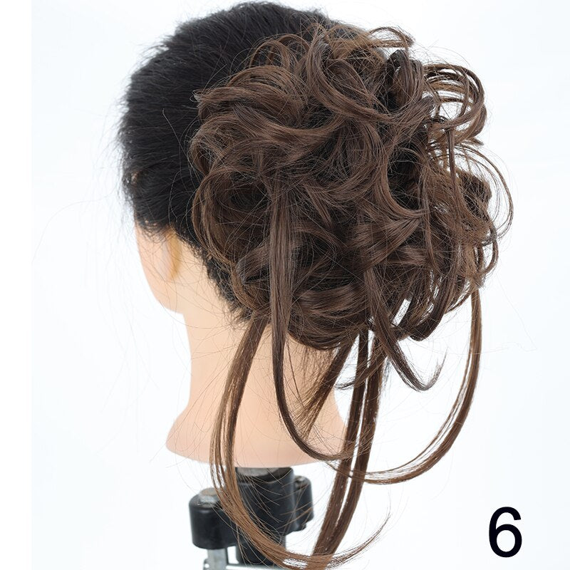 Synthetic Messy Chignon Scrunchies Natural Curly Hair Bun Pieces Fake False Hairpieces For Women Ponytail Extensions