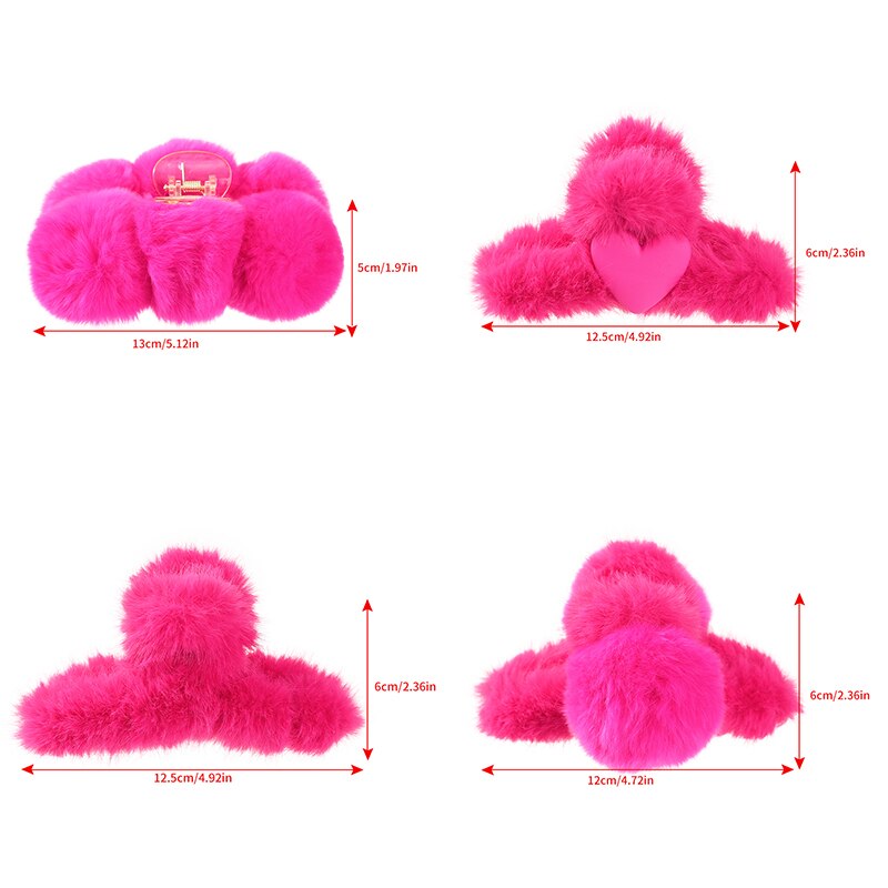 Big Rose Red Hair Clips Winter Plush Soft Popular Hair Catch Cute Warm Hair Accessories y2k Accessories Handmade