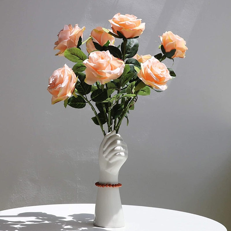 Nordic Style Ceramics Vase Modern Creative Hand Vase Flowers Arrangement Home Decor Office Living Room