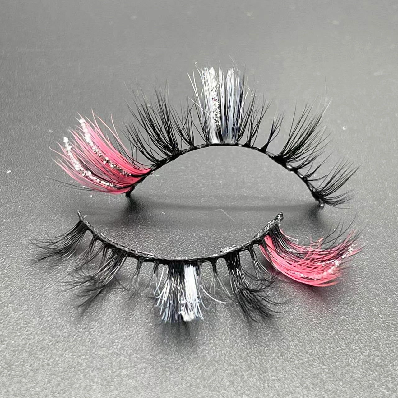 Colored Lashes Glitter Lashes Mink 15mm -20MM Fluffy Color Streaks Cosplay Makeup Beauty Eyelashes