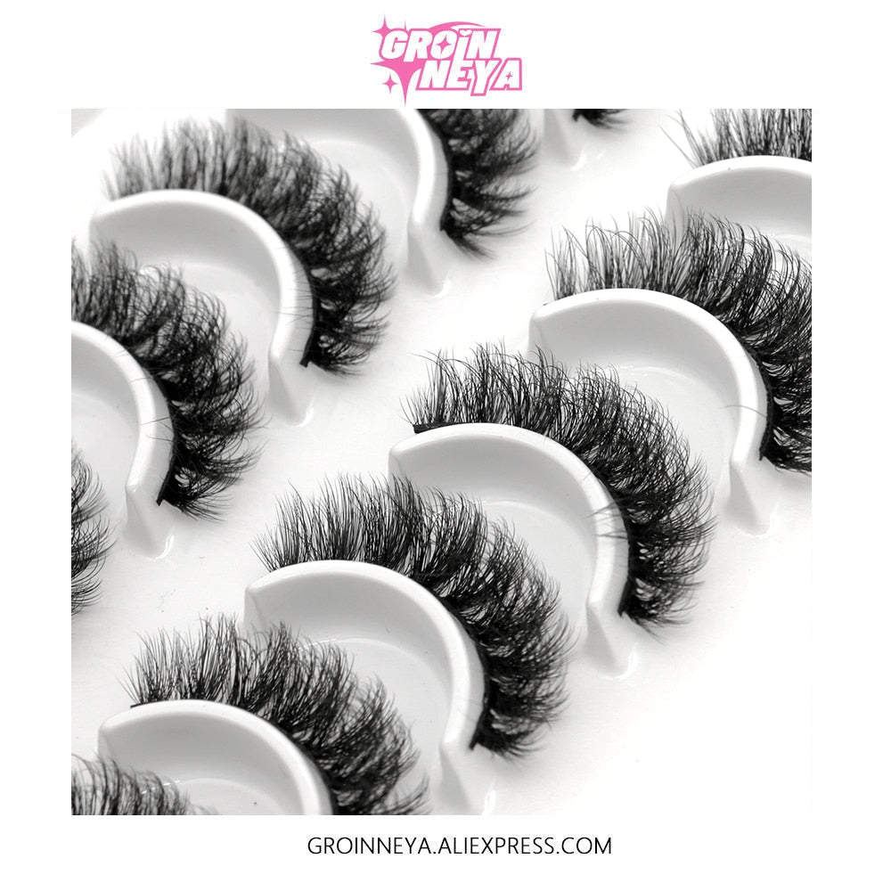 5/7/10 pairs False Eyelashes Mink Lashes Faux Fluffy Lash Soft Full Thick Wispy Eye Lashes